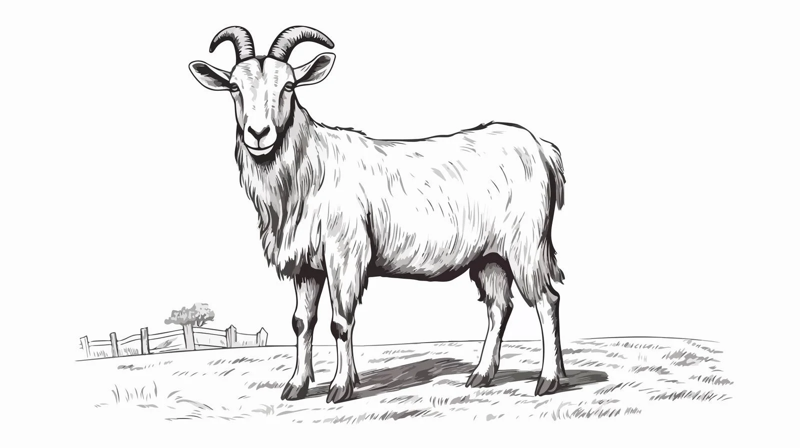 Goat Farm Engraving Style Sketch Vector — free download from Dotvec