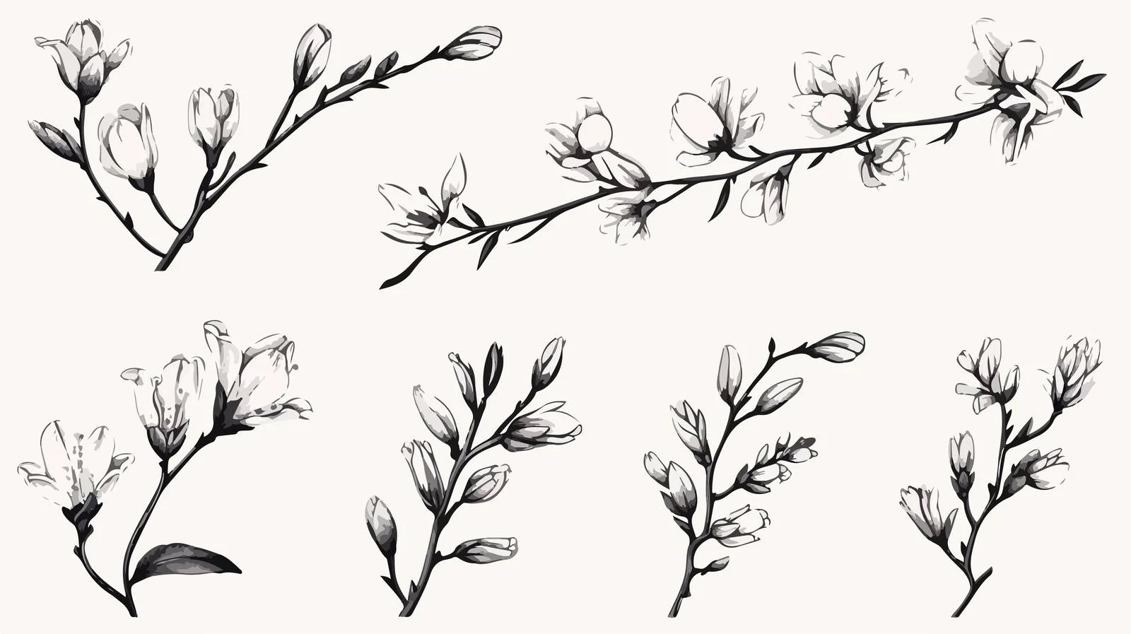Hand-drawn Goji Branch Collection Blooming — free download from Dotvec