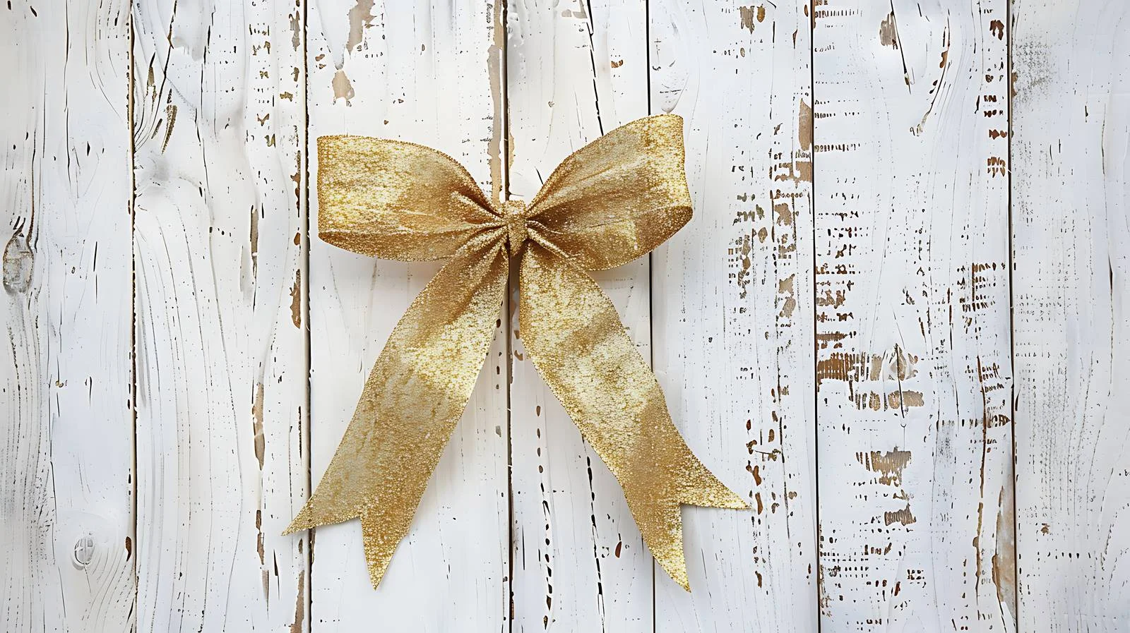 Elegant Gold Christmas Bow on Distressed Wood — free download from Dotvec