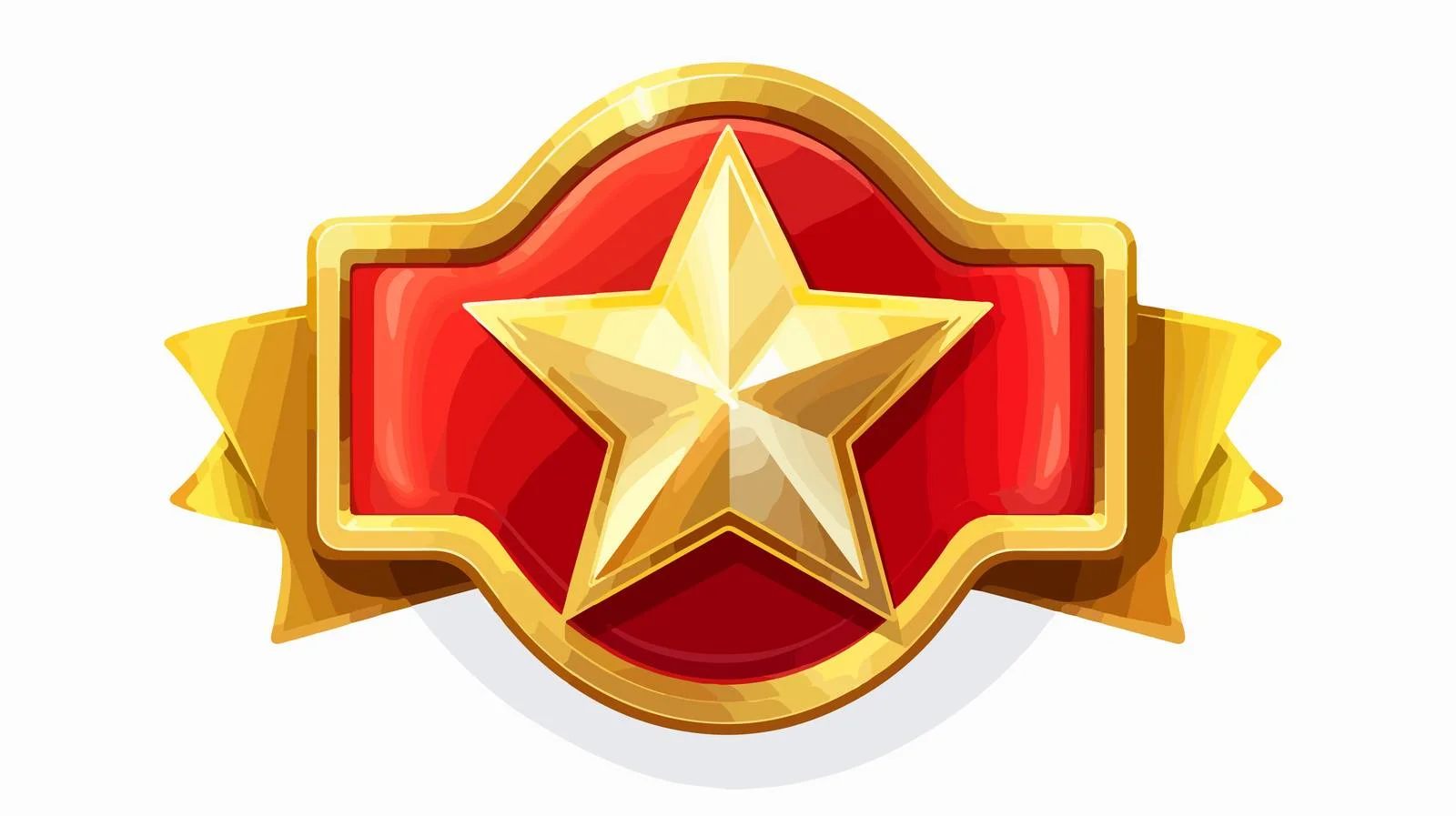 Shiny Gold Badge with Star and Ribbon — free download from Dotvec