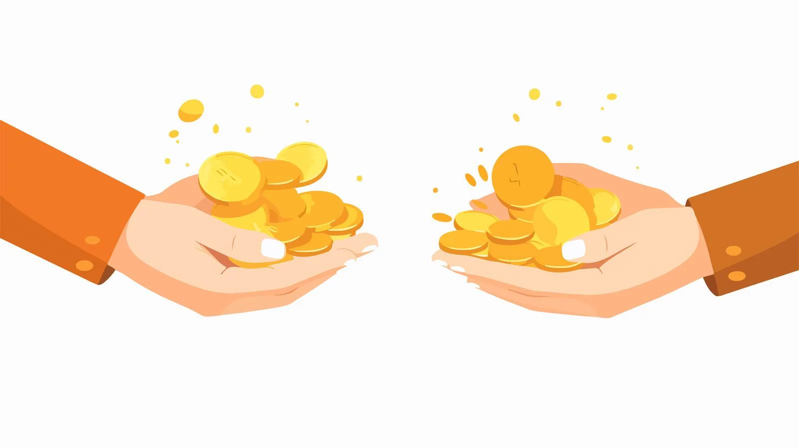 Elegant Gold Coin Exchange Between Hands — free download from Dotvec