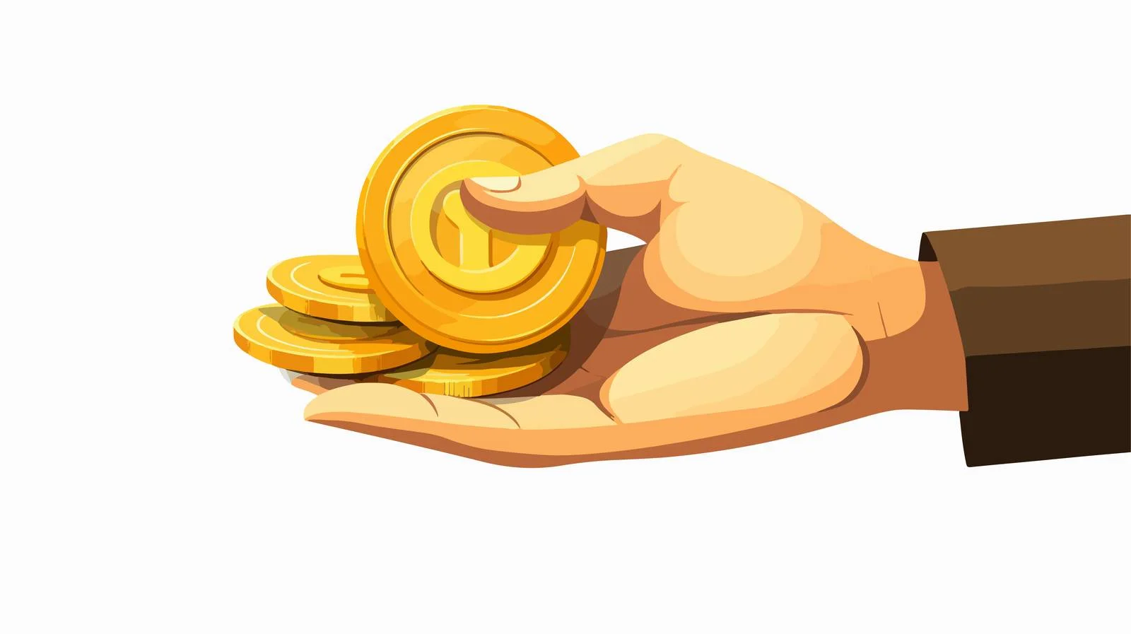 Crafty manipulation of gold coin held — free download from Dotvec