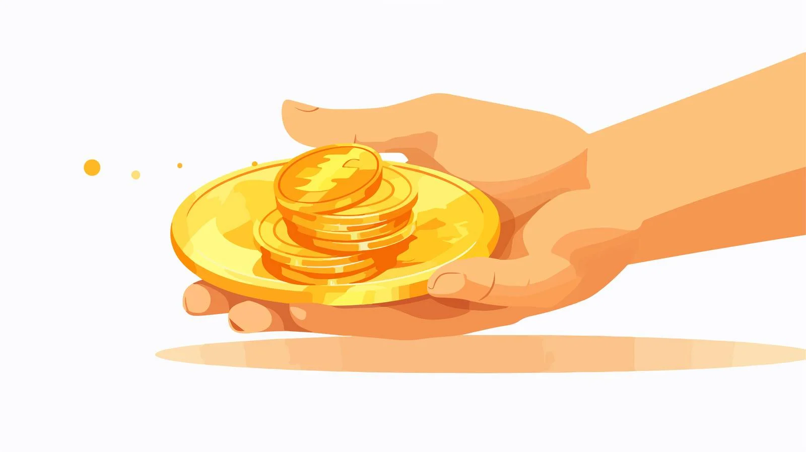 Balancing gold coin in clever hand — free download from Dotvec