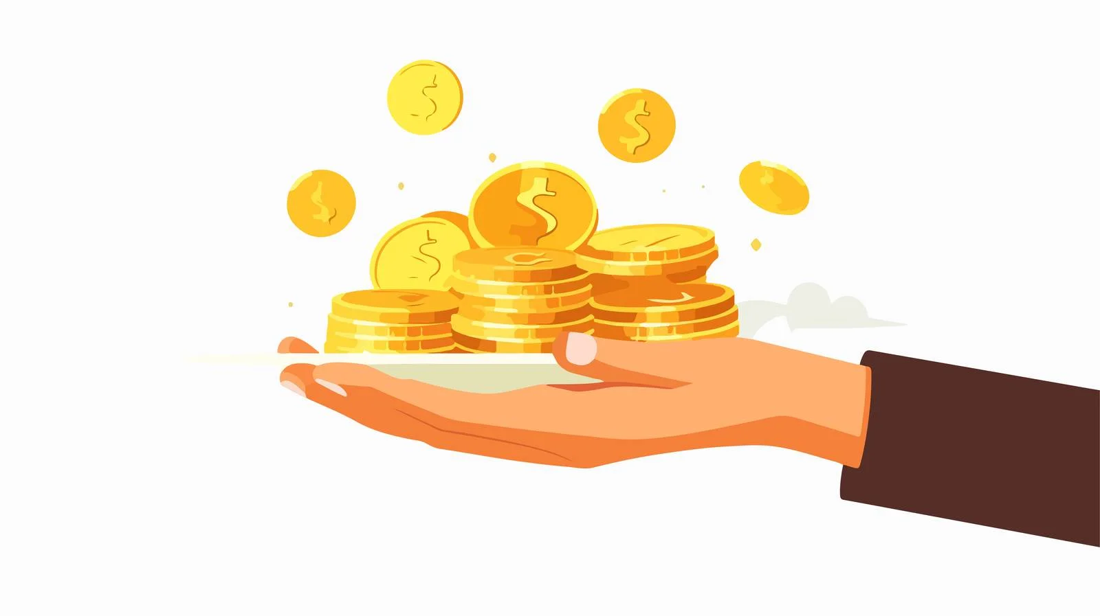Elegant Gold Coin Palms Holding Cash — free download from Dotvec