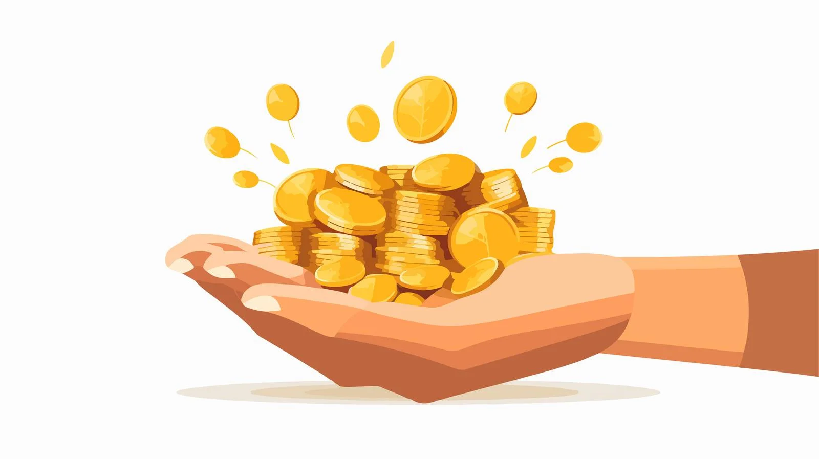 Wealth Management Symbol: Palms Holding Gold Coins — free download from Dotvec
