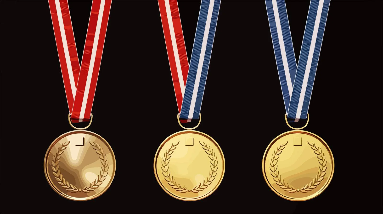 Elegant gold, silver, bronze award medals — free download from Dotvec