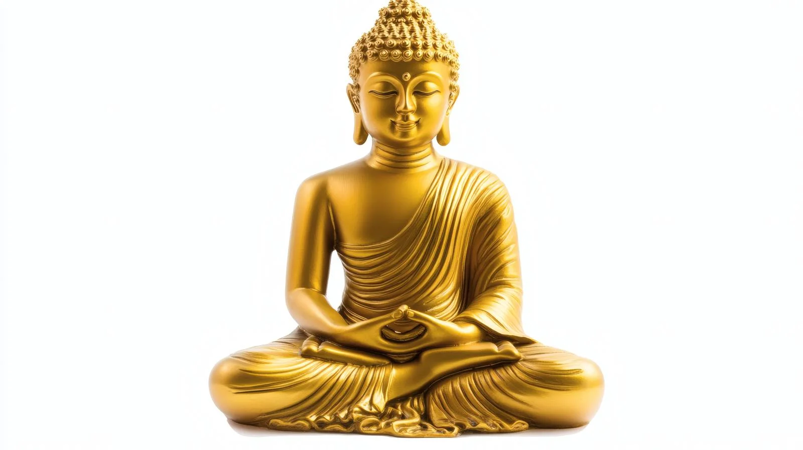 Serene Golden Buddha Meditating on White Background — free download from Dotvec