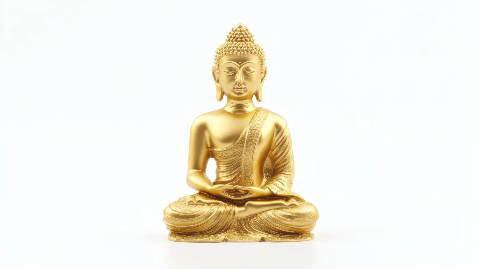 Serene Golden Buddha Meditating on White Background — free download from Dotvec