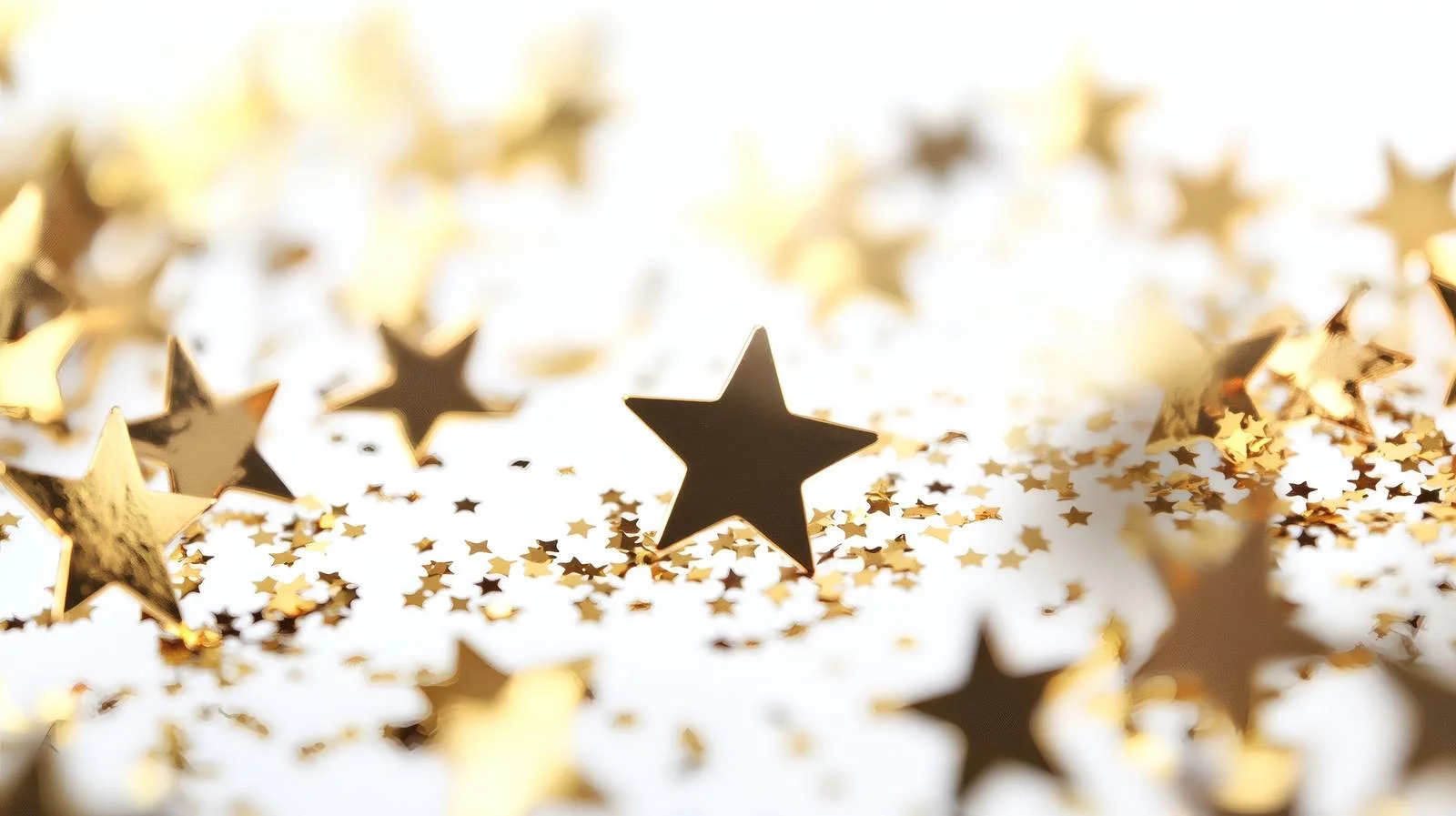 Golden Stars Confetti on White Background — free download from Dotvec
