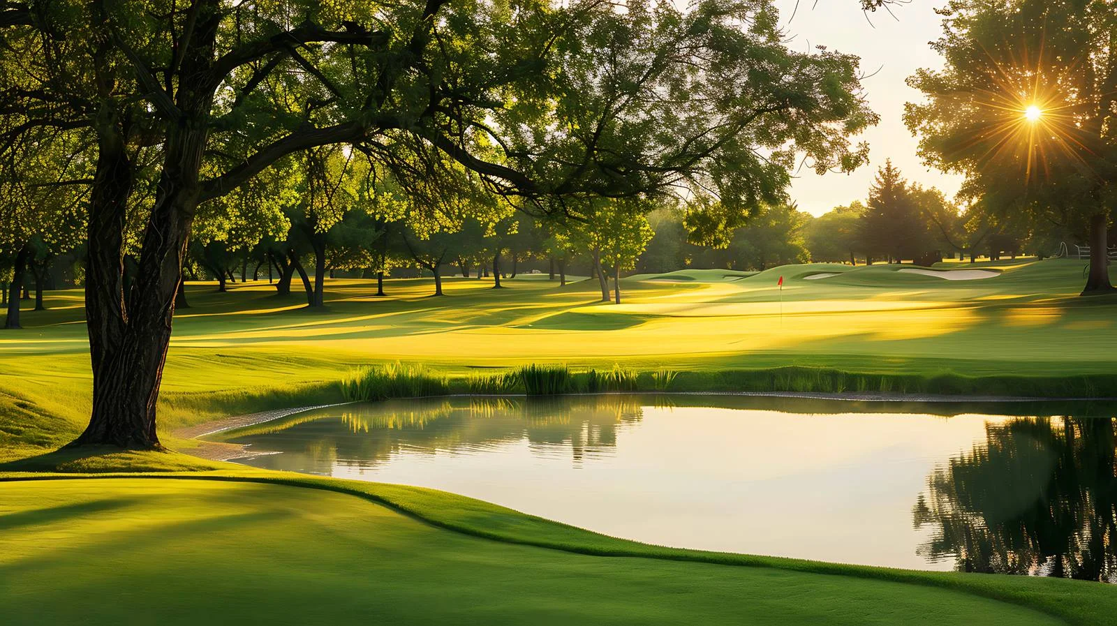 Tranquil Golf Course with Pond — free download from Dotvec