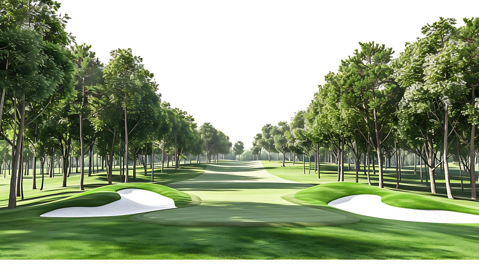 Scenic golf fairway surrounded by trees — free download from Dotvec
