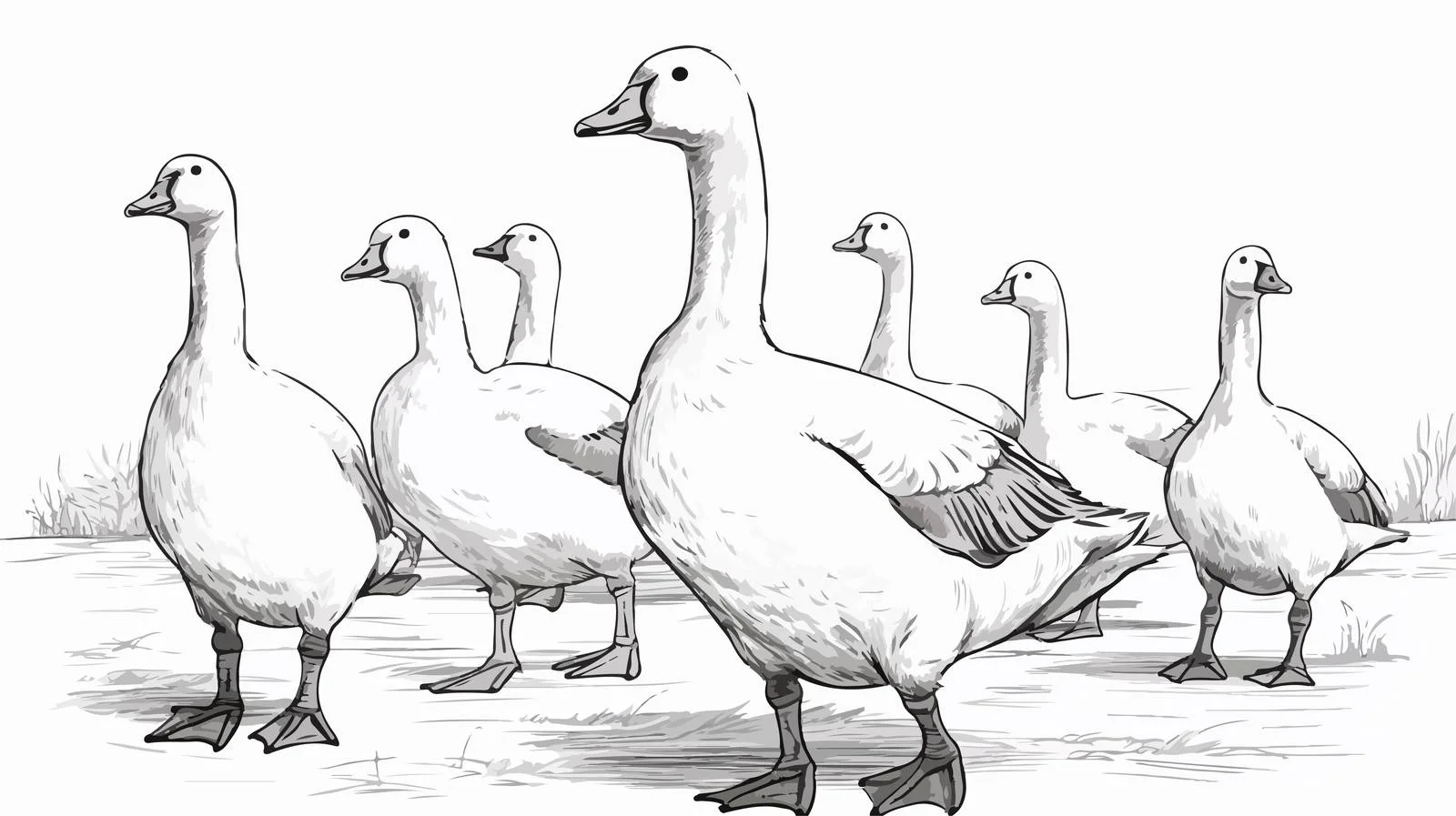 Hand-Drawn Goose Farm Sketch — free download from Dotvec