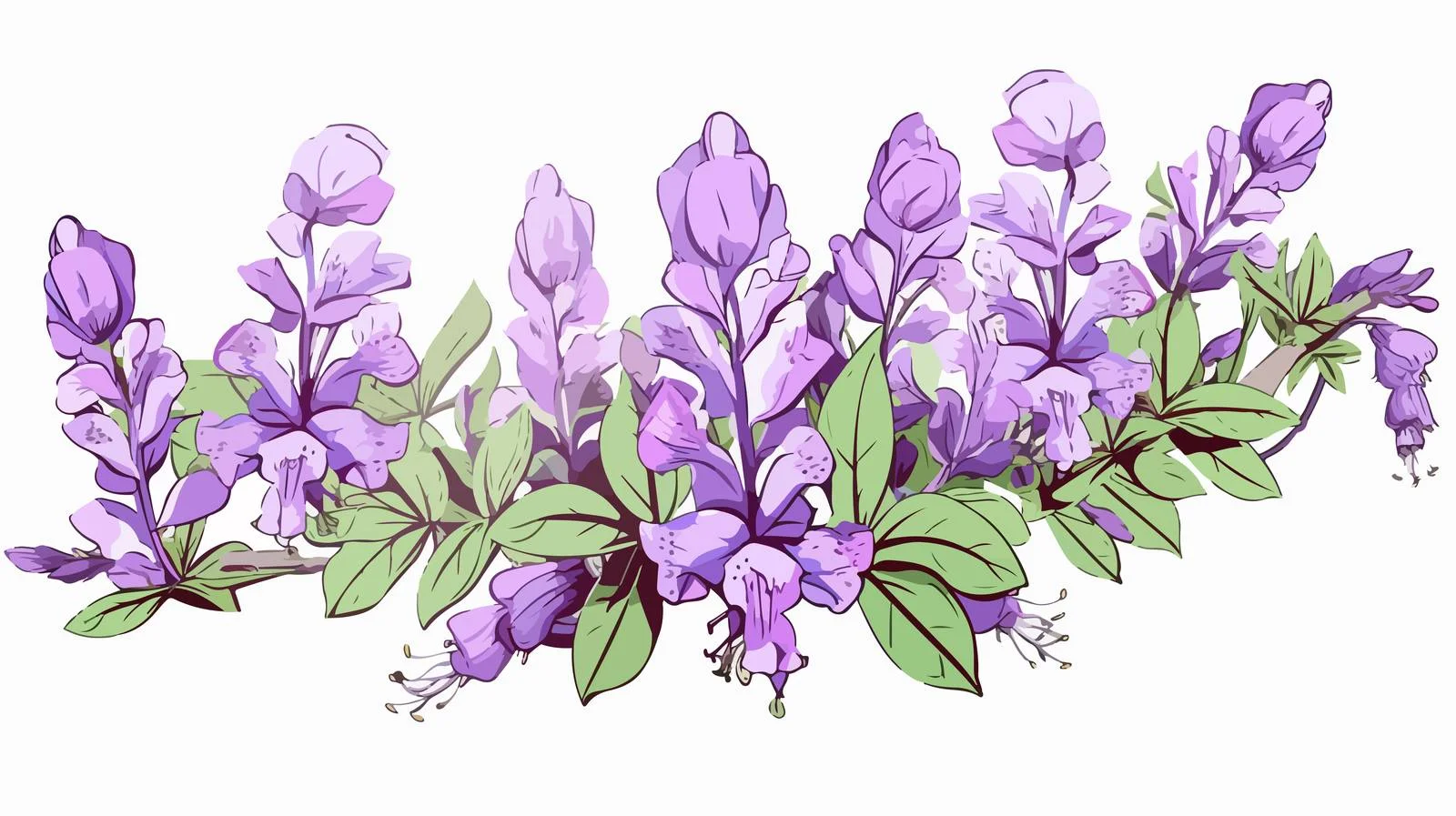 Exquisite Baikal Skullcap Flora Illustration — free download from Dotvec