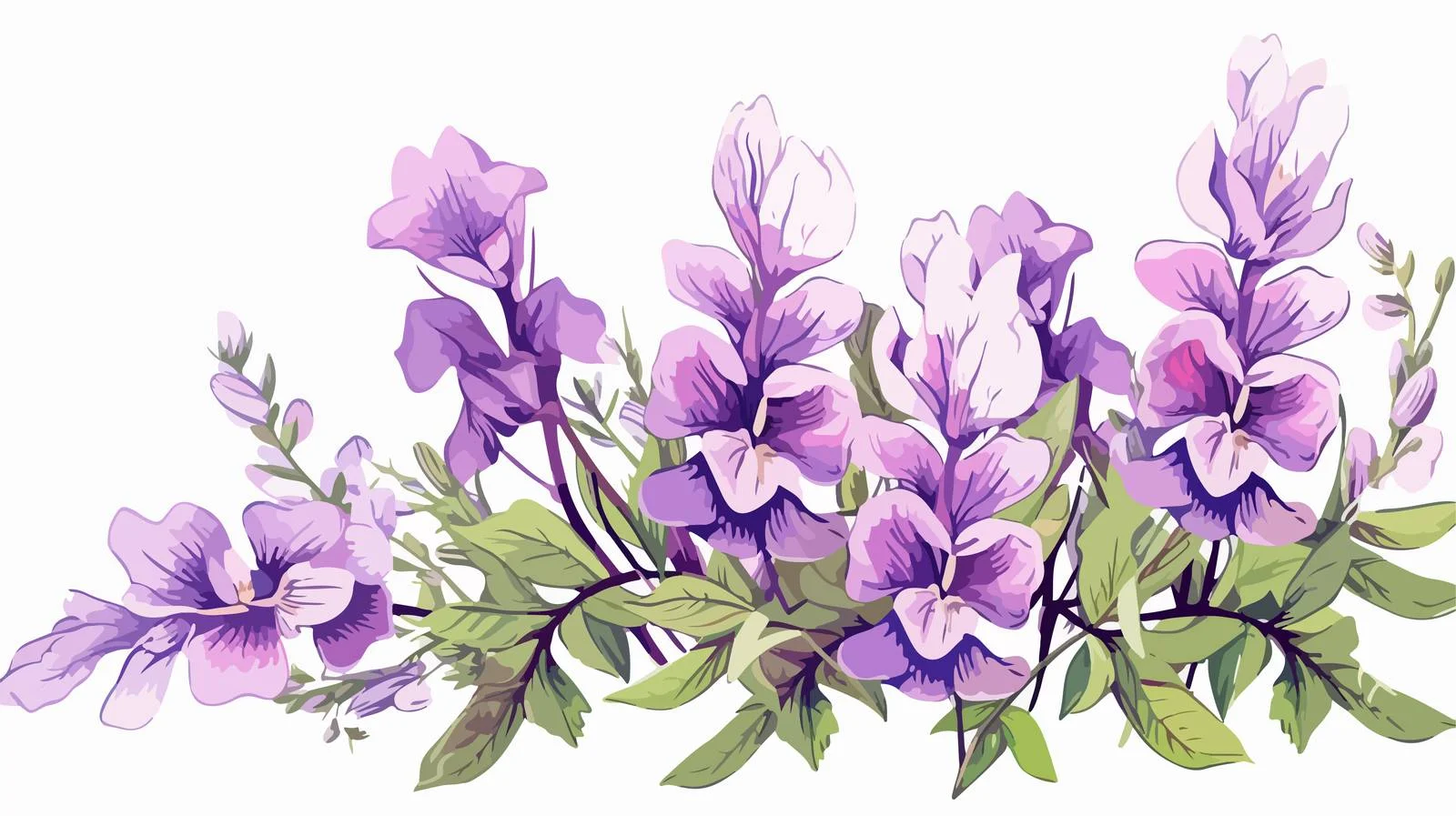 Exquisite Baikal Skullcap Blossoms and Foliage Illustration — free download from Dotvec
