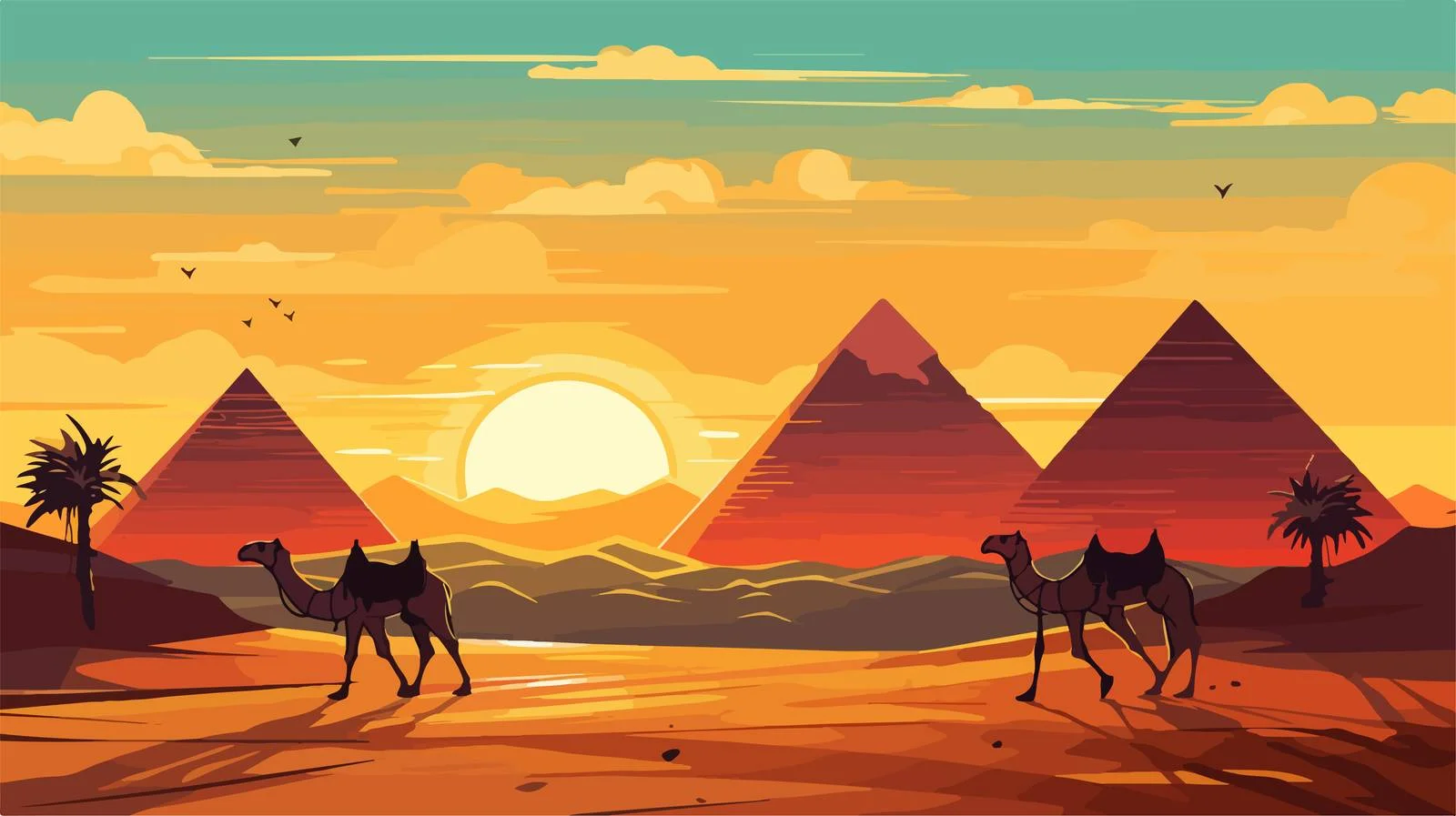 Majestic Egyptian Desert with Dramatic Silhouettes — free download from Dotvec