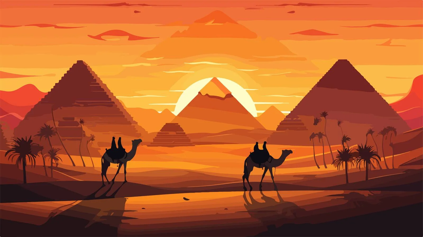 Stunning Egyptian Desert Scenery with Silhouettes — free download from Dotvec