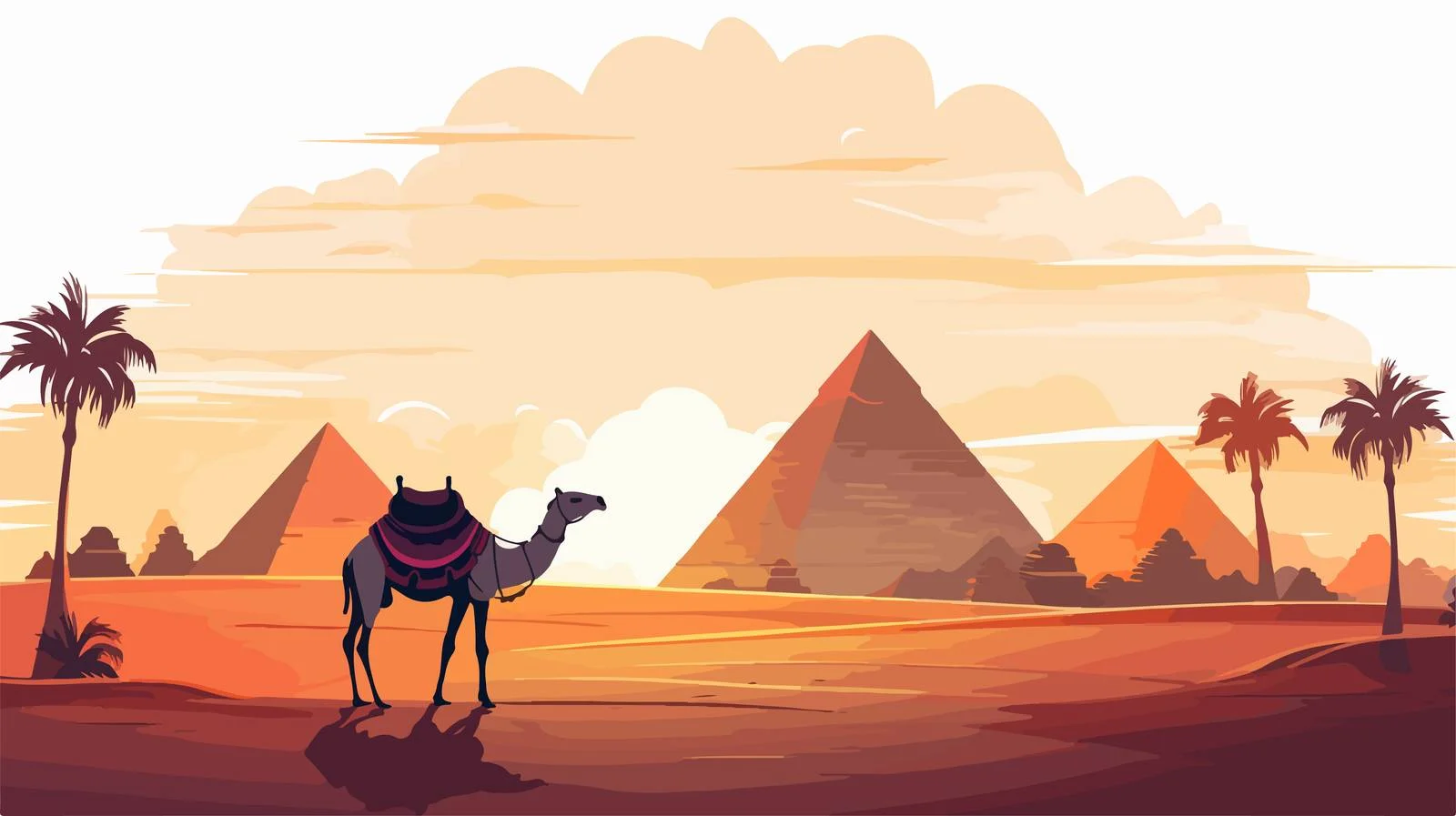Spectacular Egypt Sunset Desert Silhouettes — free download from Dotvec