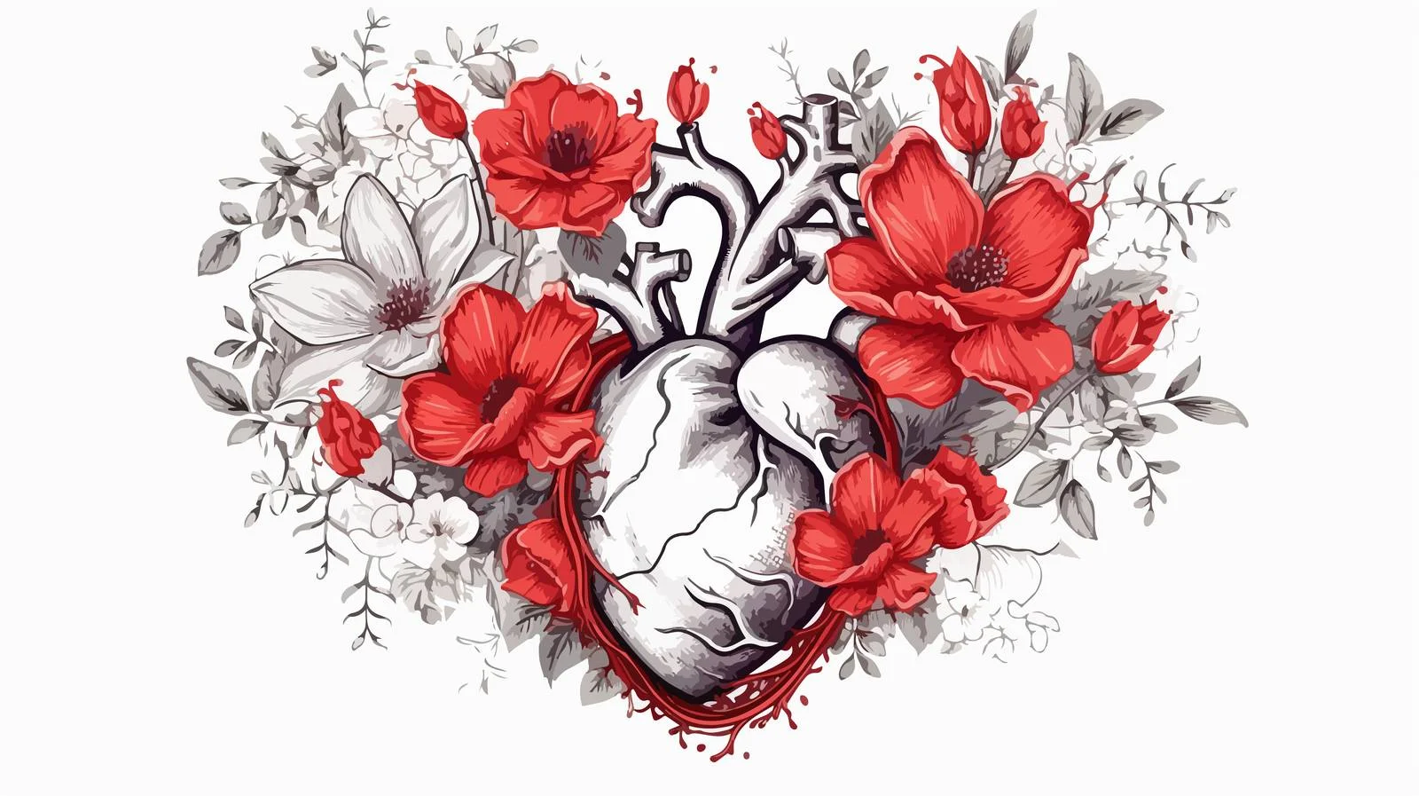 Exquisite anatomical heart encircled by stunning emotions — free download from Dotvec