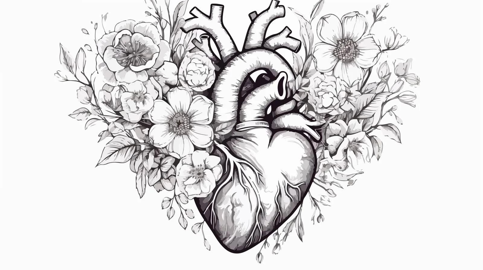 Exquisite anatomical heart encircled by beauty — free download from Dotvec