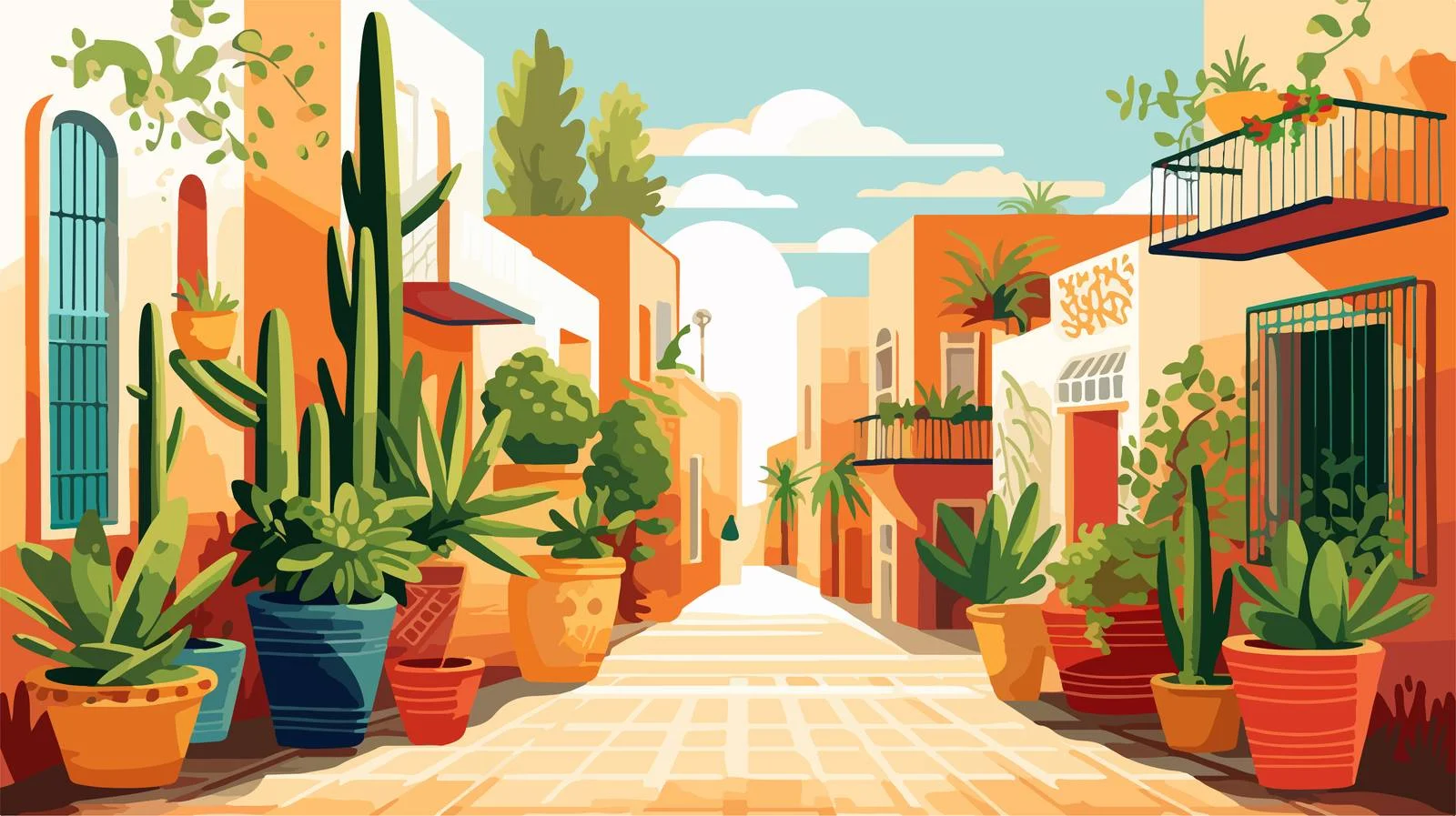 Charming Moroccan Street Amid Urban Architecture — free download from Dotvec