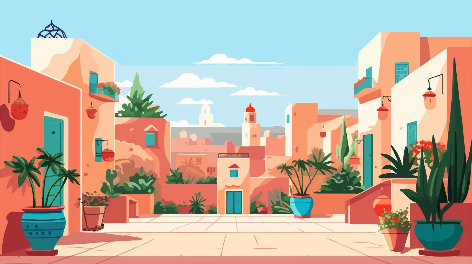 Vibrant Moroccan Cityscape Amidst Buildings — free download from Dotvec