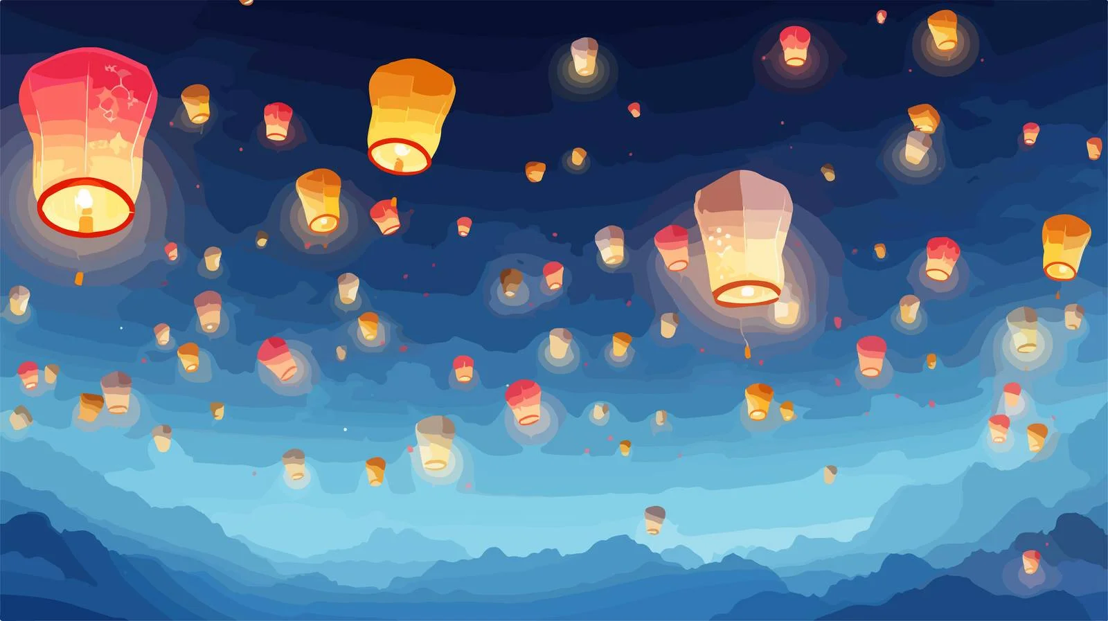 Enchanting Glowing Kongming Fly Horizon Banner — free download from Dotvec