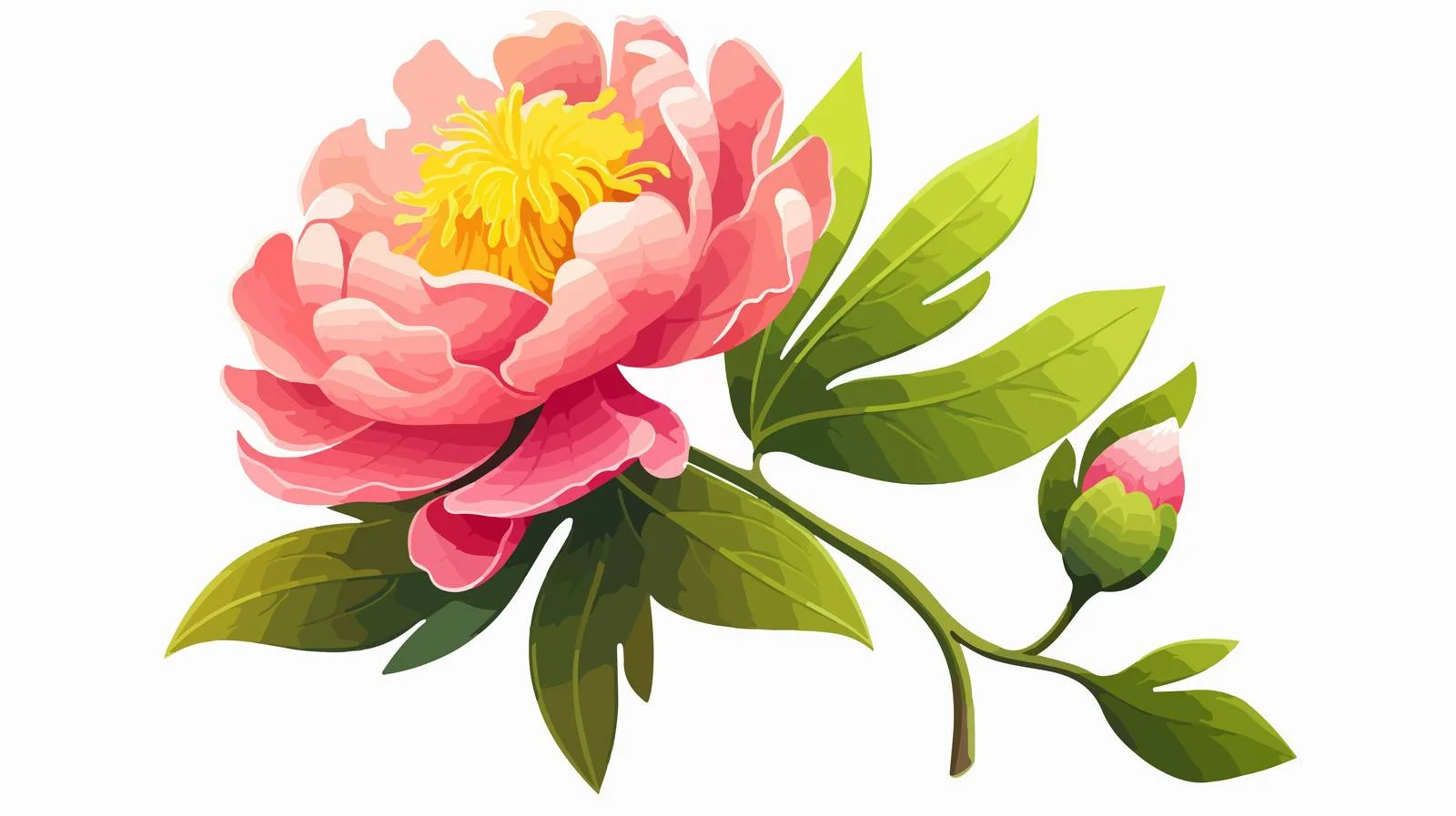 Elegant Pink Japanese Peony on White Background — free download from Dotvec