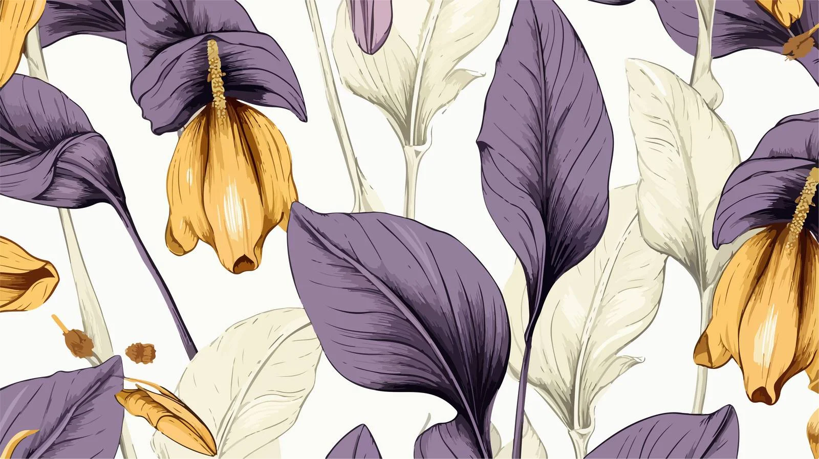 Elegant Plantain Seamless Pattern on Light Background — free download from Dotvec