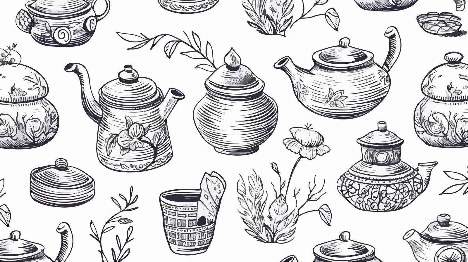 Exquisite Traditional Asian Tea Seamless Pattern — free download from Dotvec