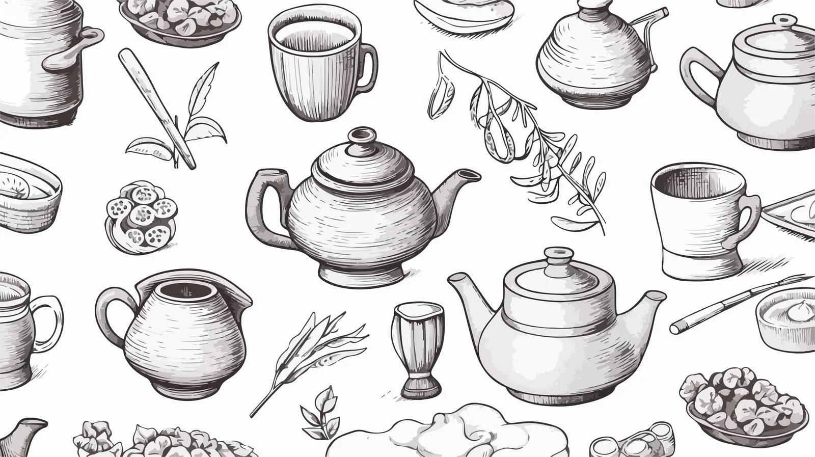 Elegant Asian Tea-Inspired Seamless Pattern — free download from Dotvec