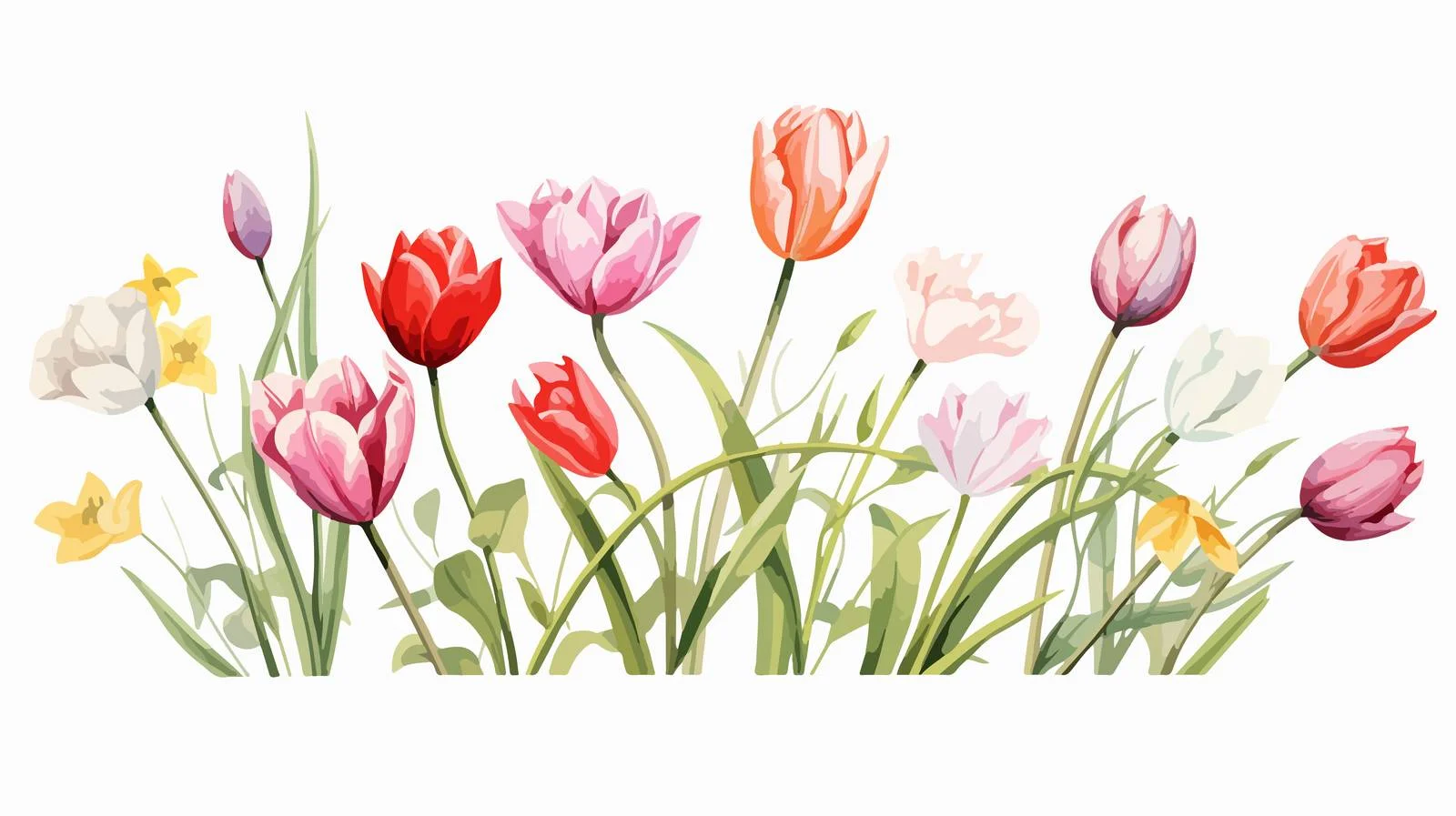 Exquisite Tulip Blooms on White Background — free download from Dotvec