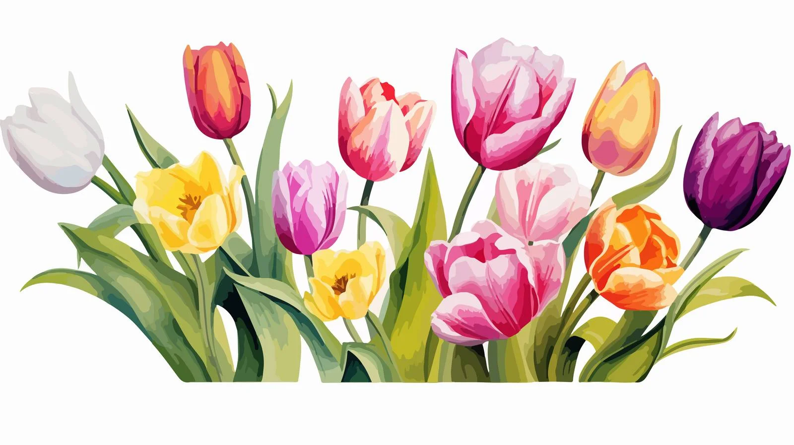 Vibrant Tulips on White Background — free download from Dotvec