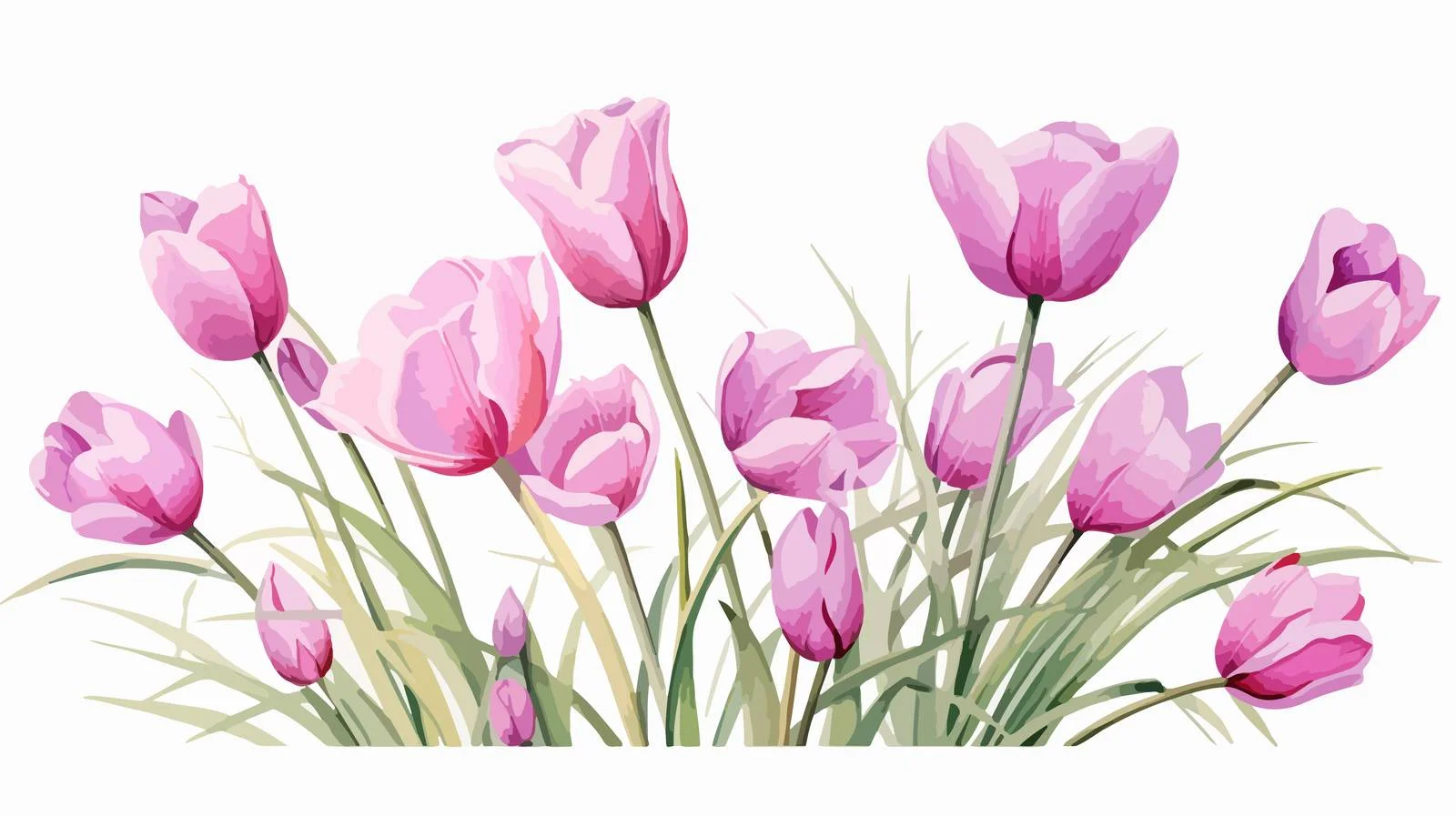 Vibrant Tulip Blossoms Against White Background — free download from Dotvec