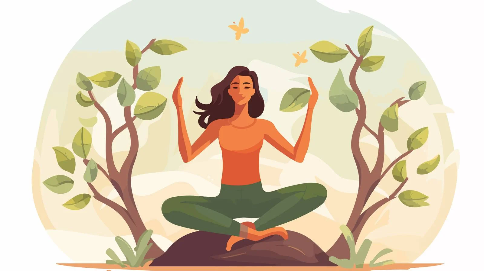 Serene woman doing Hatha yoga meditation — free download from Dotvec