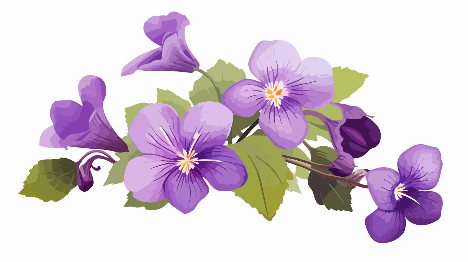 Exquisite Wood Violet Blooms on White — free download from Dotvec