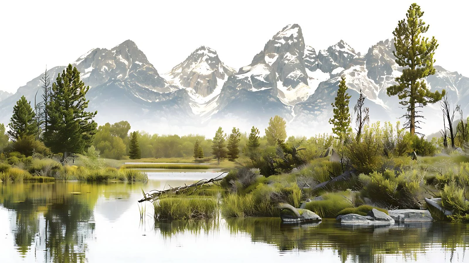 Morning Glow on Grand Teton and Pond — free download from Dotvec