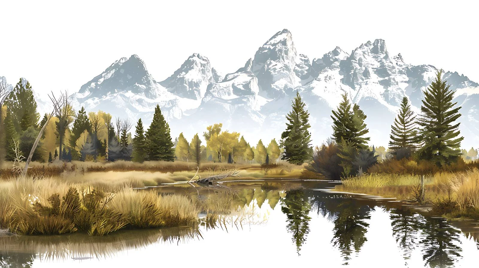 Serene Morning at Grand Teton Mountains — free download from Dotvec