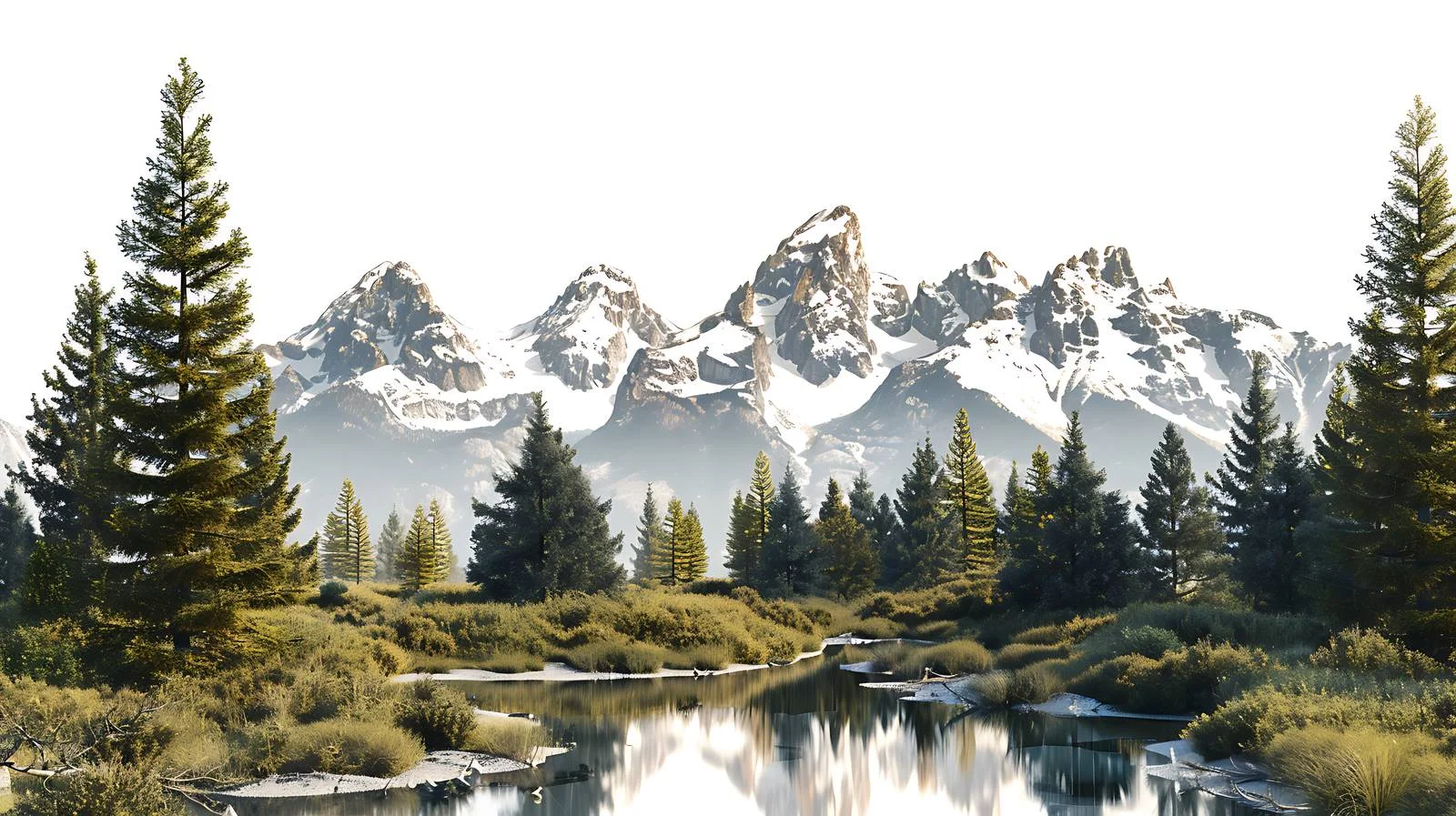 Majestic Grand Teton Morning Landscape Reflection — free download from Dotvec