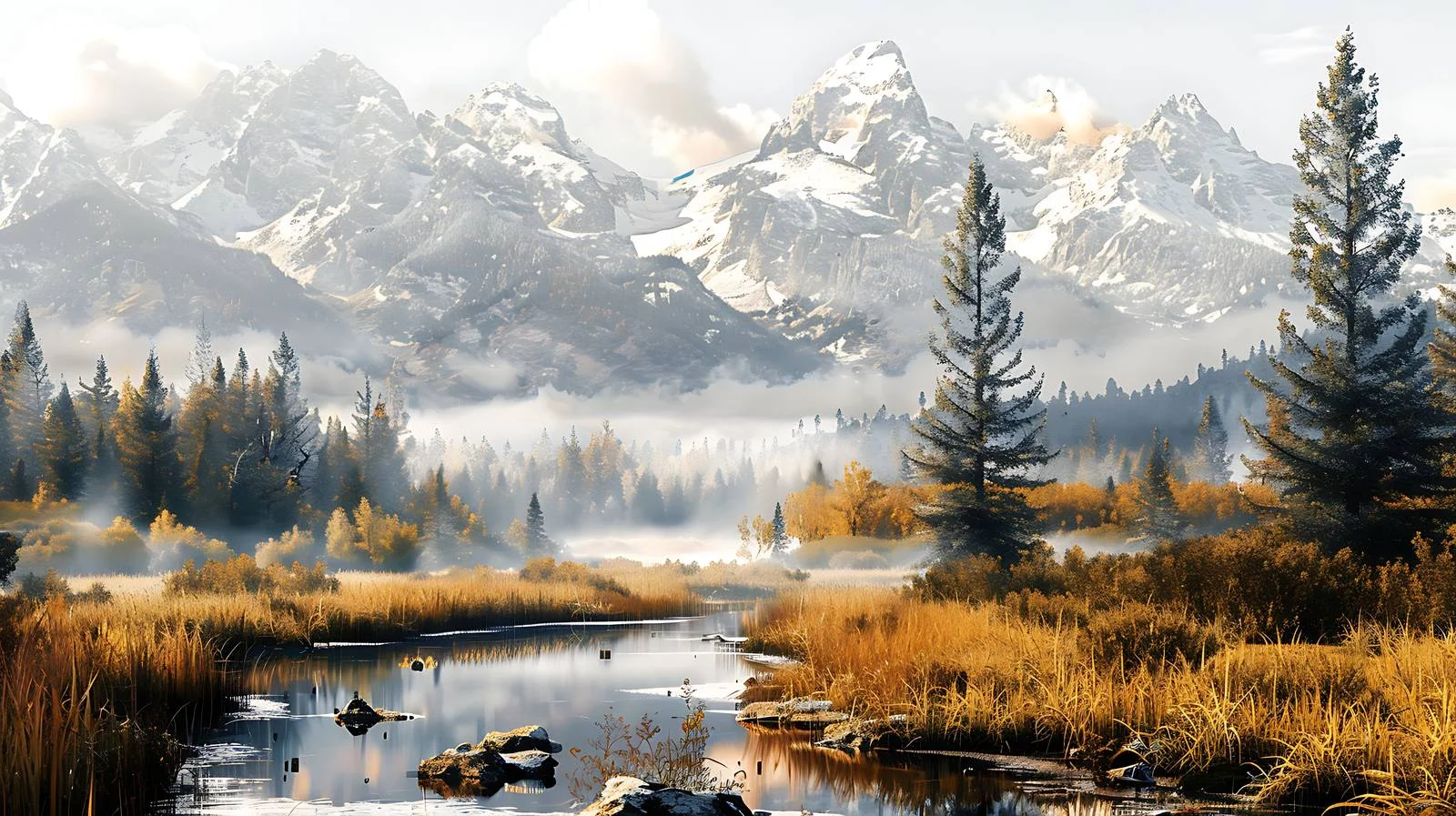 Morning Light Illuminating Grand Teton Mountains — free download from Dotvec