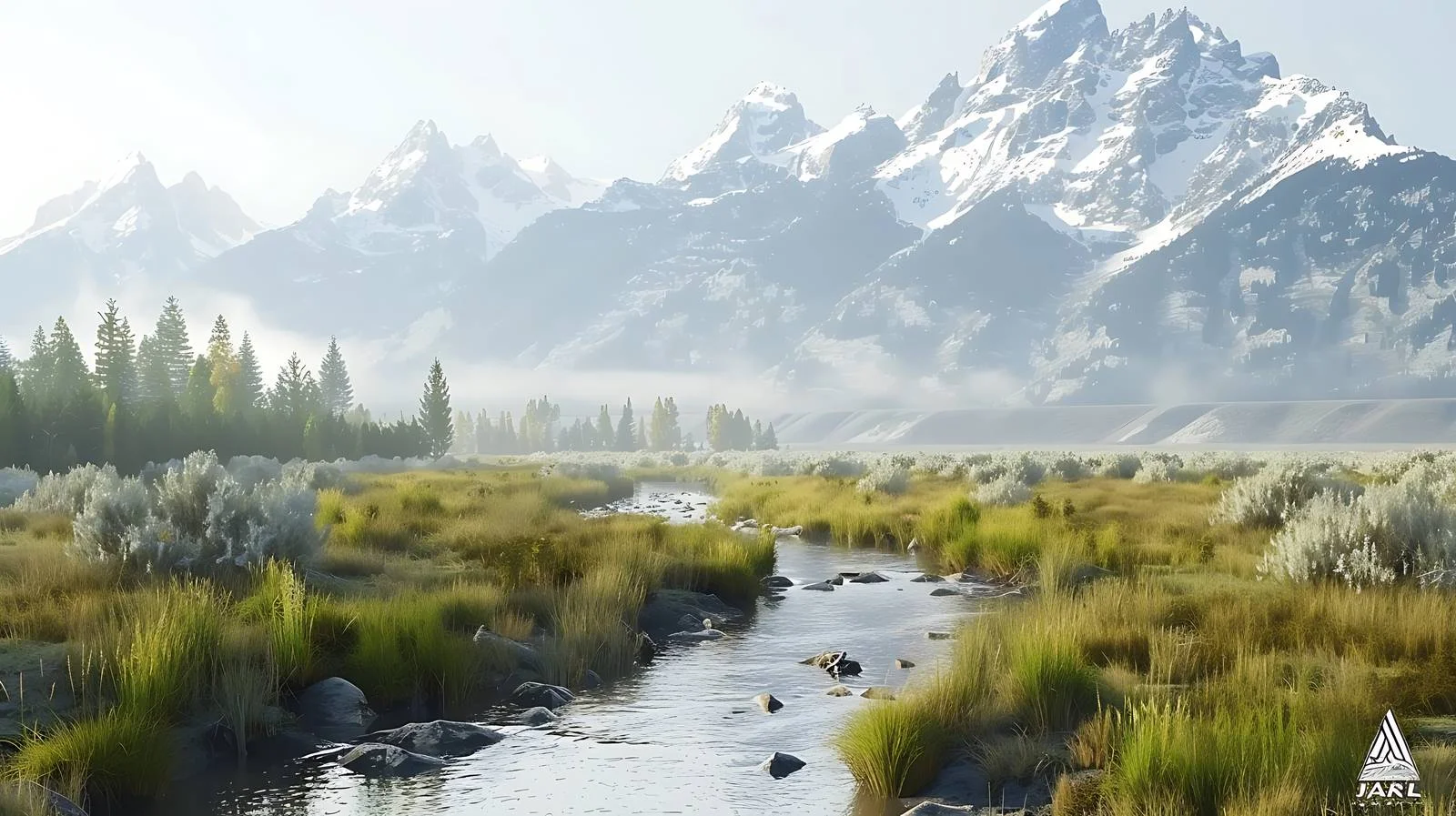 Serene Morning Light on Grand Teton Mountains — free download from Dotvec