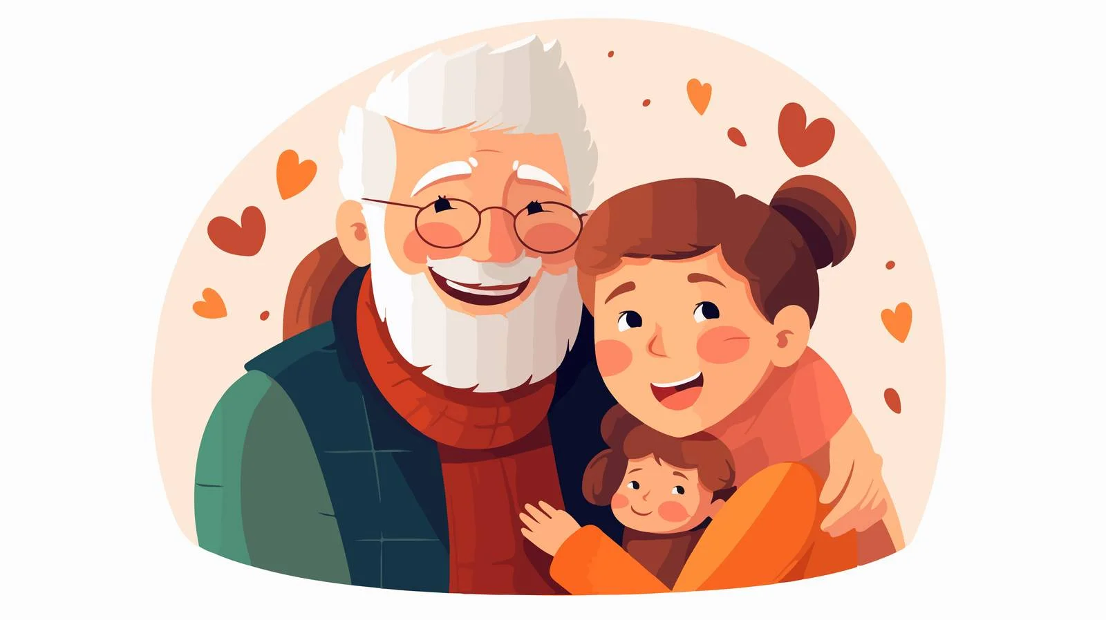Loving embrace of grandparents with grandchild — free download from Dotvec
