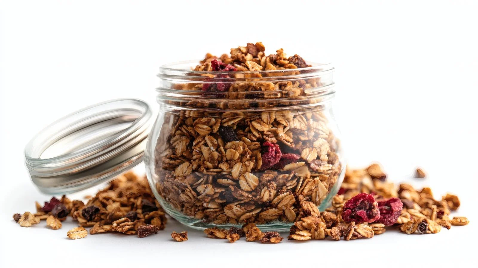 Crunchy granola in clear jar display — free download from Dotvec