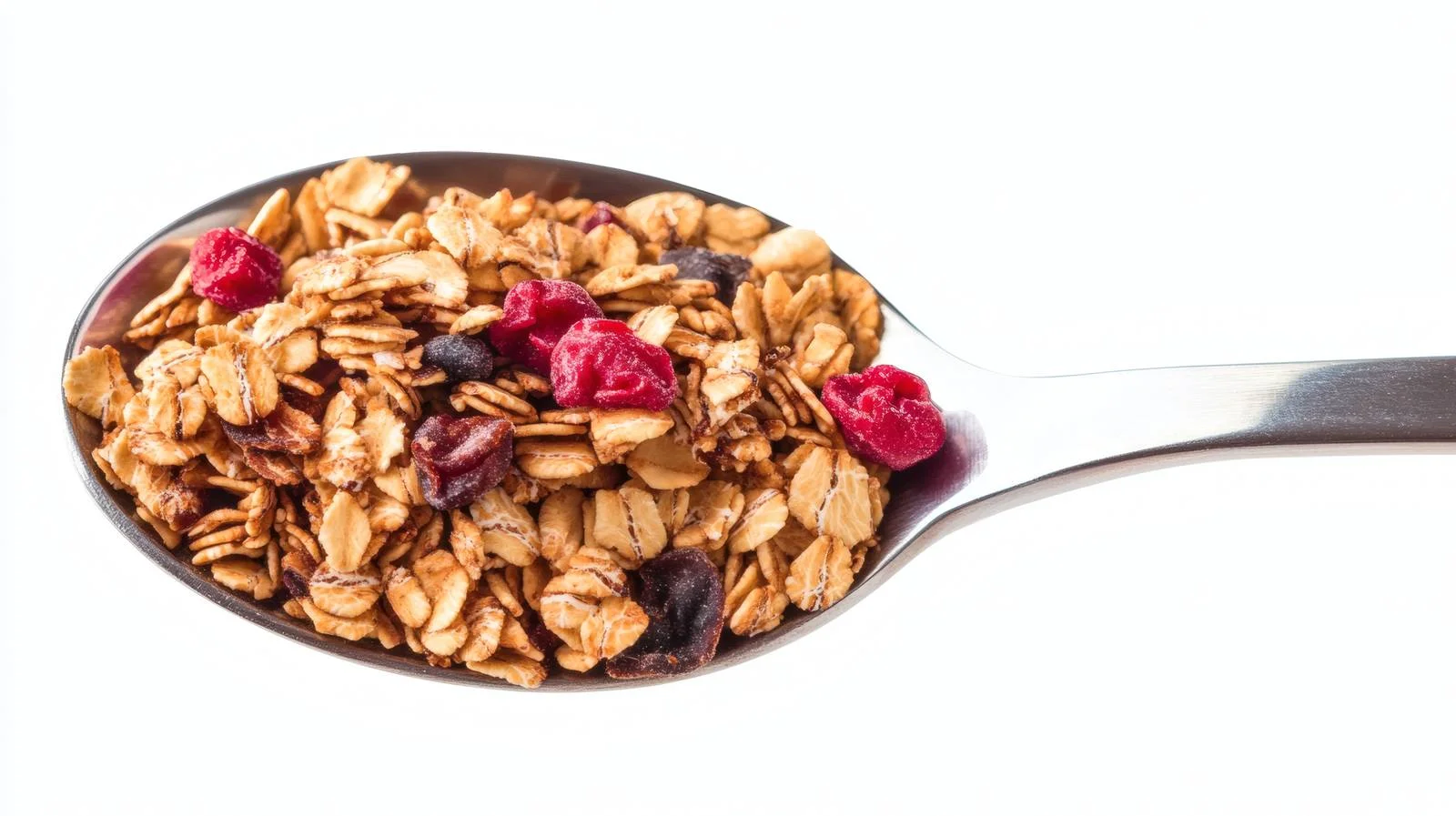 Healthy granola on spoon, white background — free download from Dotvec