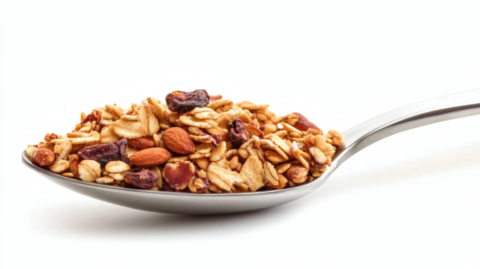 Elevated Granola on Spoon on White Background — free download from Dotvec