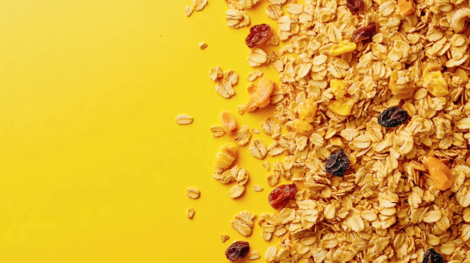 Crunchy Granola on Vibrant Yellow Background — free download from Dotvec