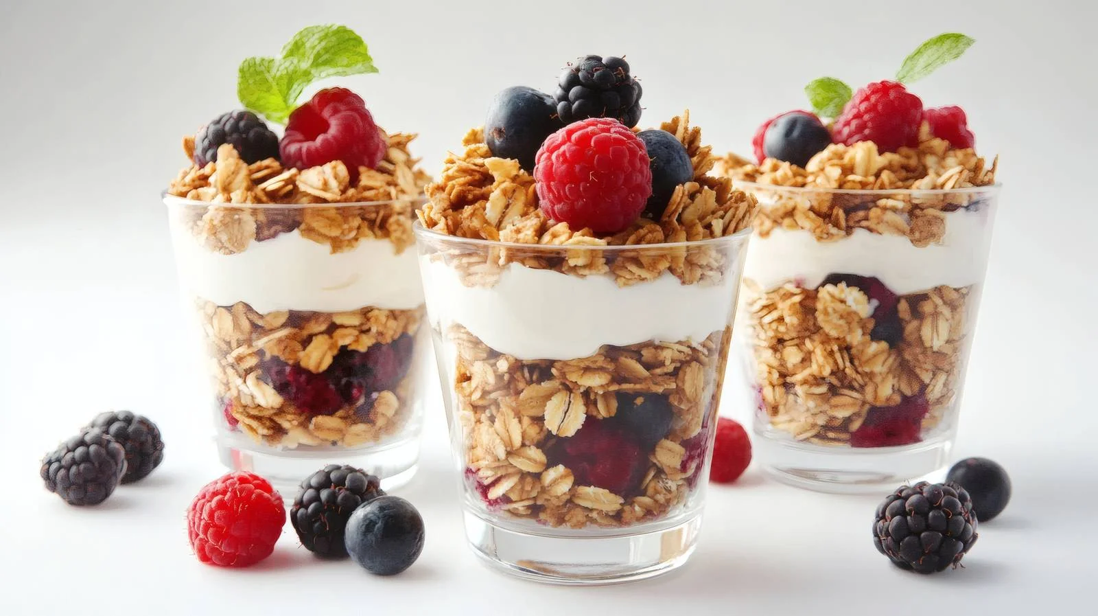 Nutritious Granola, Yogurt & Berries on White — free download from Dotvec