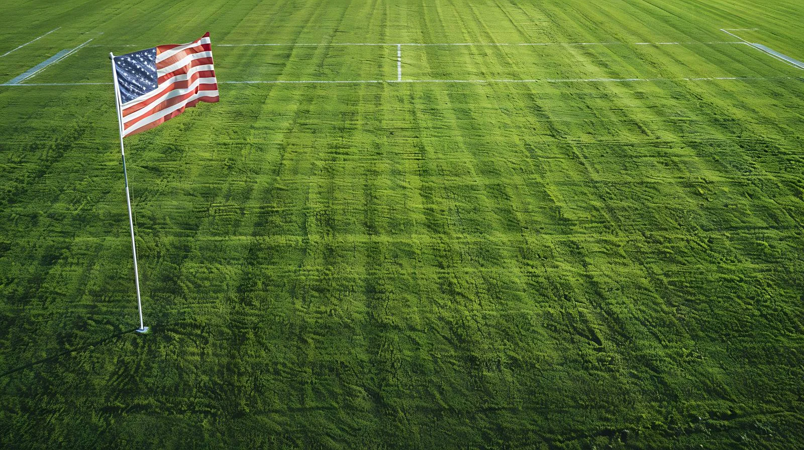 Aerial View of Grass Sports Field with American Flag — free download from Dotvec