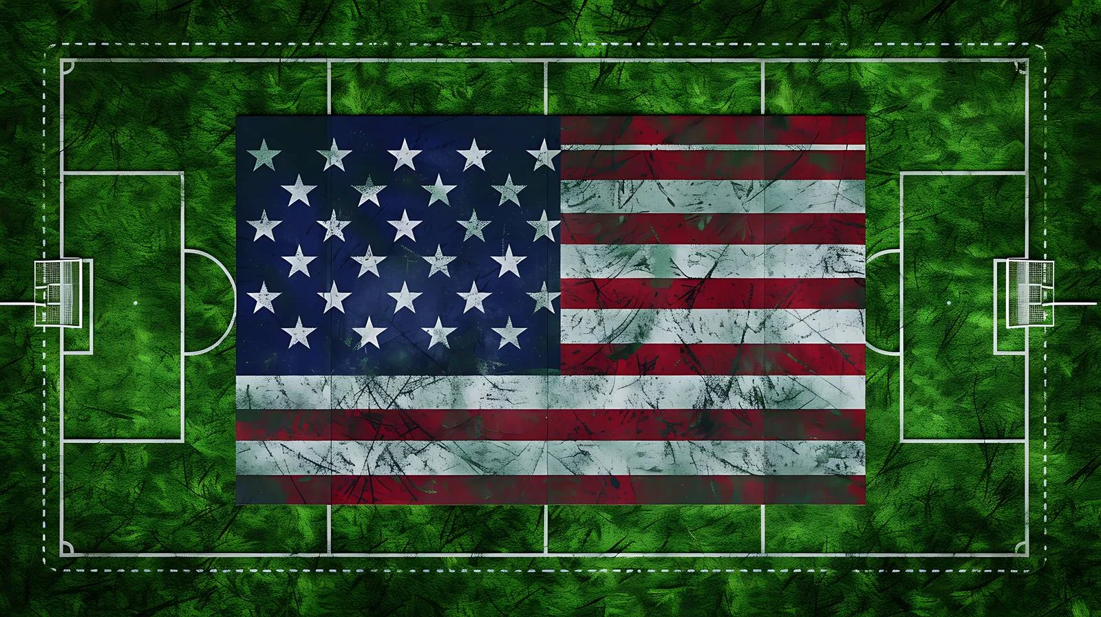 Aerial Perspective of Grass Sports Field and US Flag — free download from Dotvec