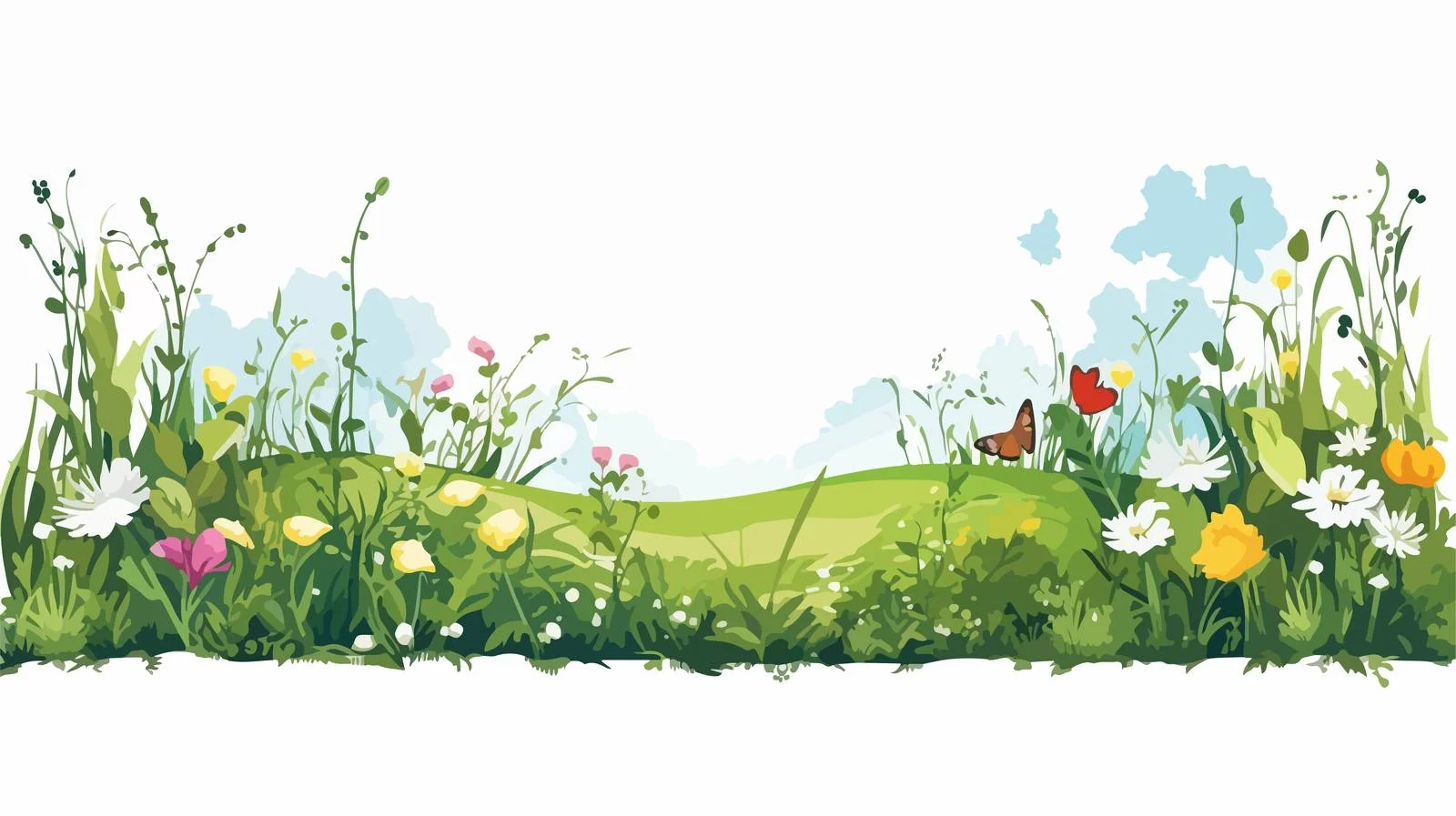 Spring Grassland Vector Pattern Border — free download from Dotvec