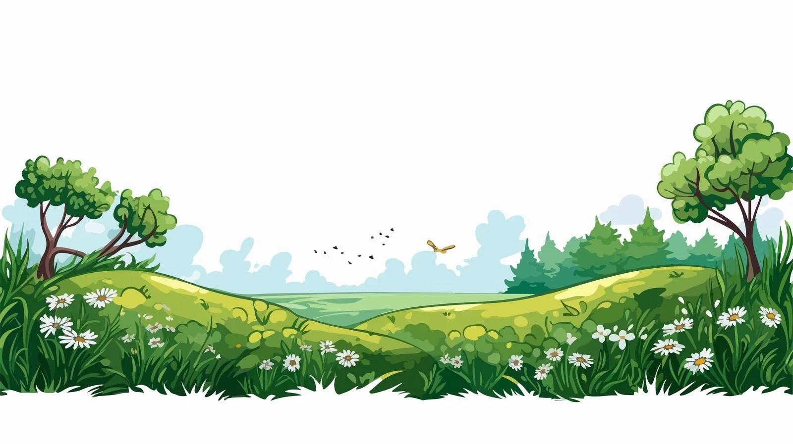 Spring Grassland Border Vector Pattern — free download from Dotvec